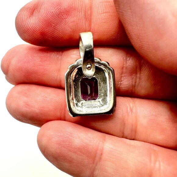 Judith Ripka Purple Amethyst Sterling Silver Pendant 1 1/2 Inch - Picture 3 of 3